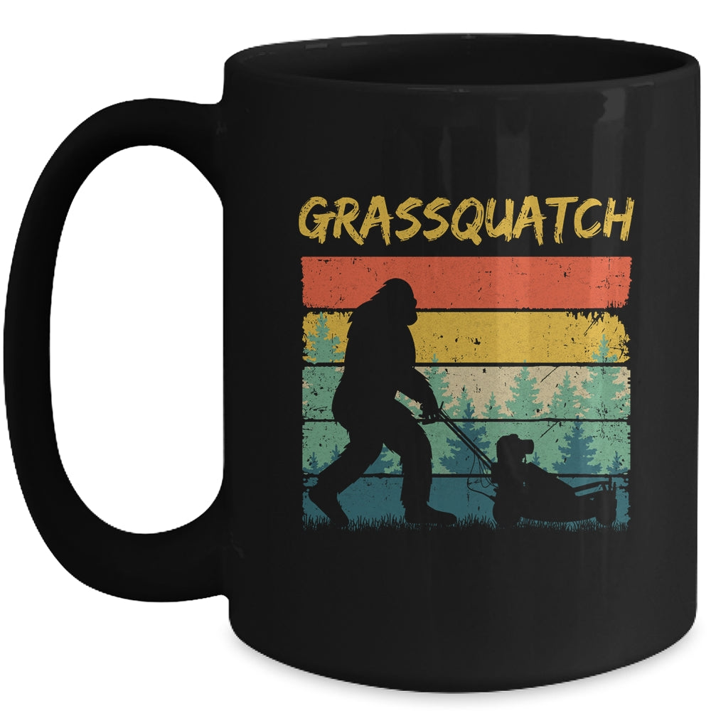 Funny Bigfoot Lawn Mowing Grassquatch Caretaker Landscaping Mug | siriusteestore