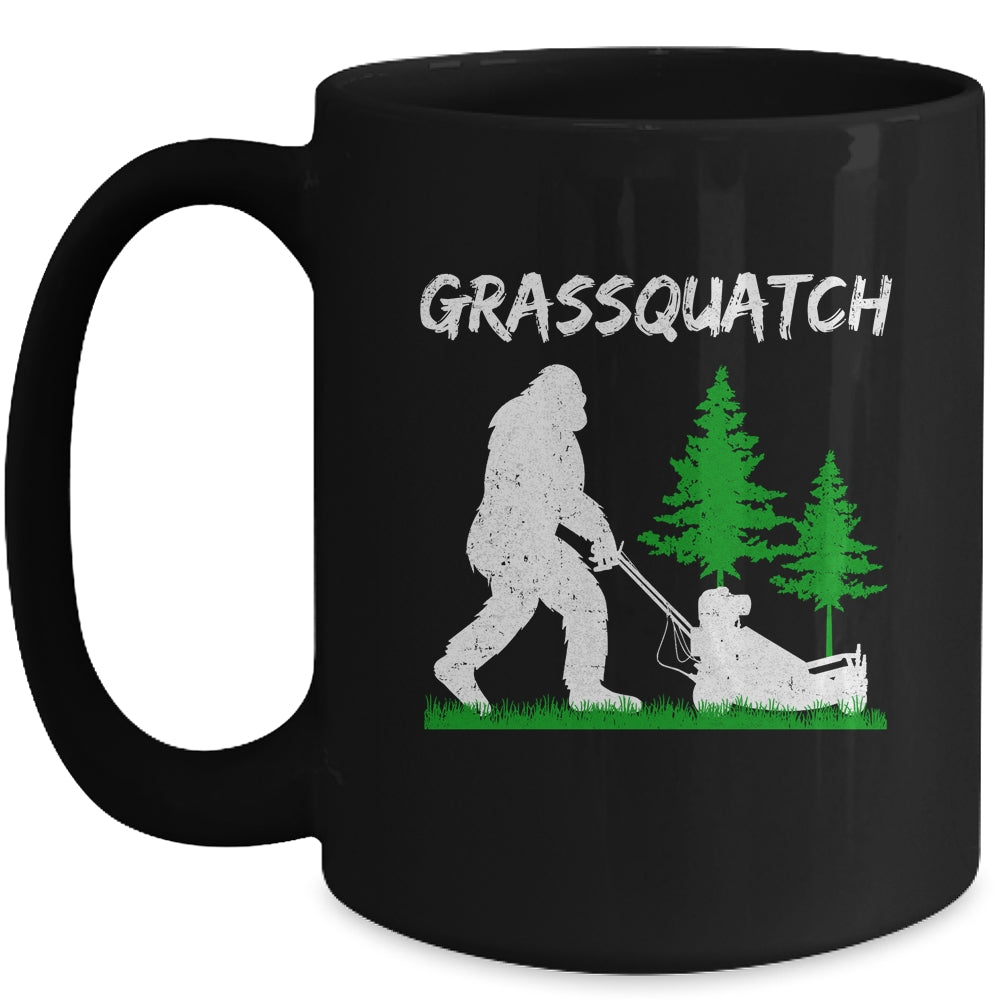 Funny Bigfoot Lawn Mowing Grassquatch Lawn Mower Men Women Mug | siriusteestore