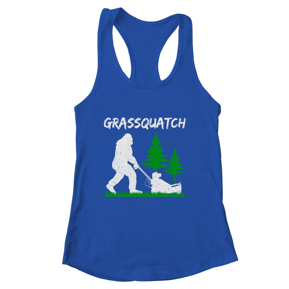 Funny Bigfoot Lawn Mowing Grassquatch Lawn Mower Men Women Shirt & Tank Top | siriusteestore