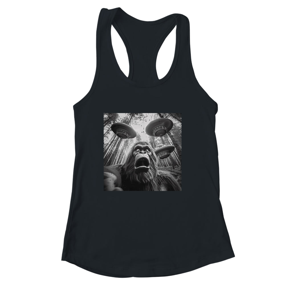 Funny Bigfoot Sasquatch Alien UFO Men Women Graphic Selfie Shirt & Tank Top | siriusteestore