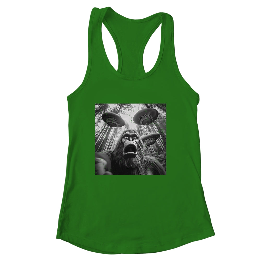 Funny Bigfoot Sasquatch Alien UFO Men Women Graphic Selfie Shirt & Tank Top | siriusteestore