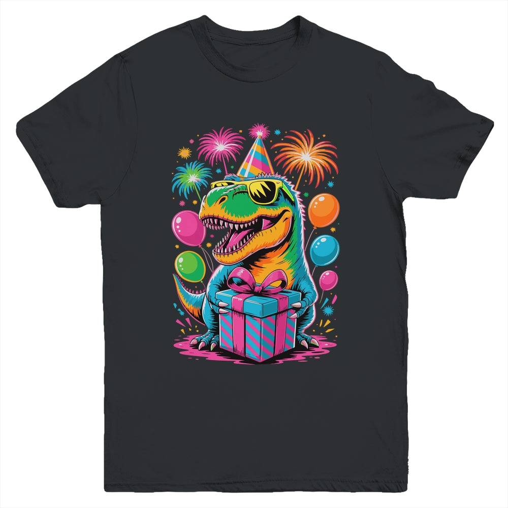 Funny Birthday Dinosaur Party T-Rex Retro Dinosaur Boy Girl Youth Shirt | siriusteestore