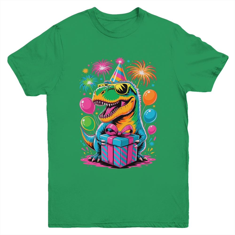 Funny Birthday Dinosaur Party T-Rex Retro Dinosaur Boy Girl Youth Shirt | siriusteestore