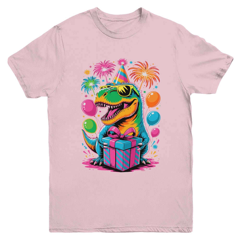 Funny Birthday Dinosaur Party T-Rex Retro Dinosaur Boy Girl Youth Shirt | siriusteestore