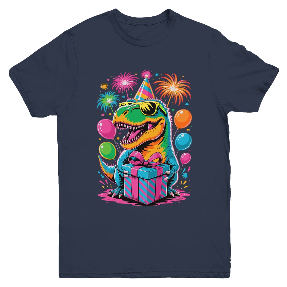 Funny Birthday Dinosaur Party T-Rex Retro Dinosaur Boy Girl Youth Shirt | siriusteestore