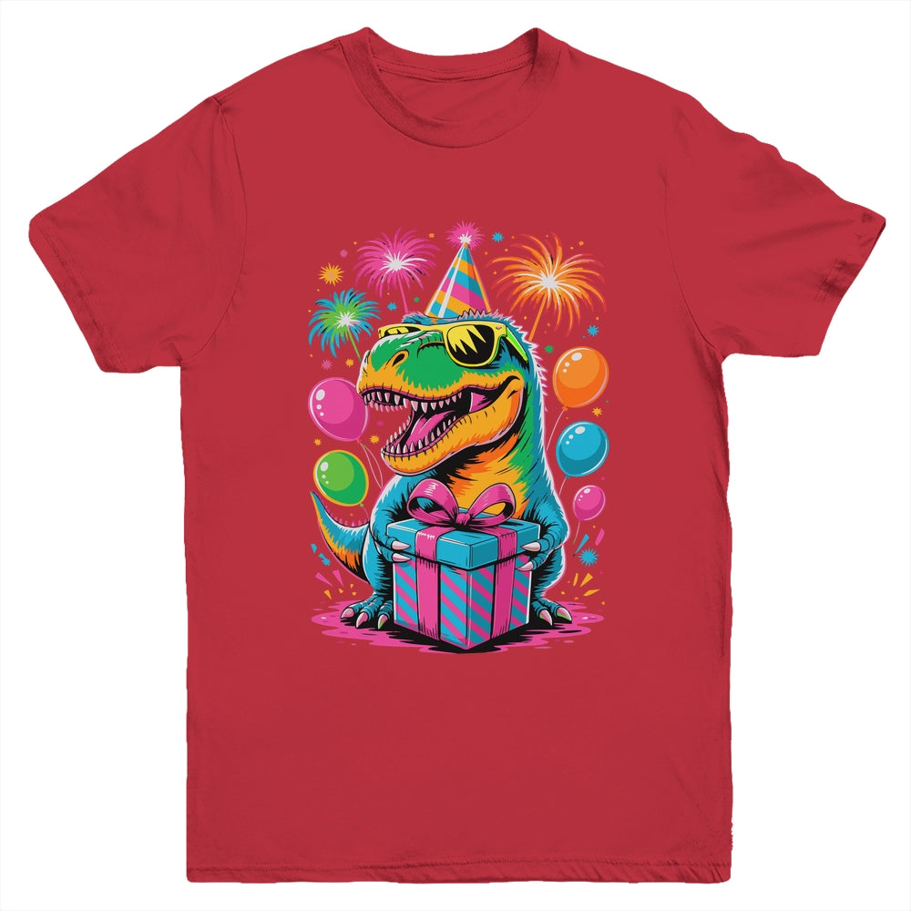 Funny Birthday Dinosaur Party T-Rex Retro Dinosaur Boy Girl Youth Shirt | siriusteestore