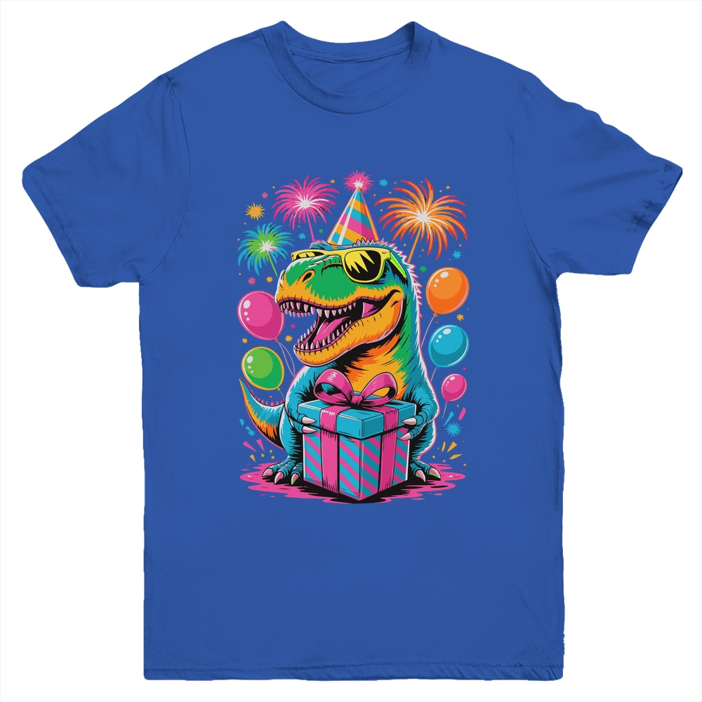 Funny Birthday Dinosaur Party T-Rex Retro Dinosaur Boy Girl Youth Shirt | siriusteestore