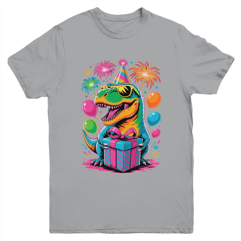 Funny Birthday Dinosaur Party T-Rex Retro Dinosaur Boy Girl Youth Shirt | siriusteestore