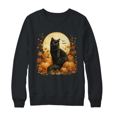 Funny Black Cat Pumpkins Fall Autumn Halloween Cat Costume Shirt & Sweatshirt | siriusteestore