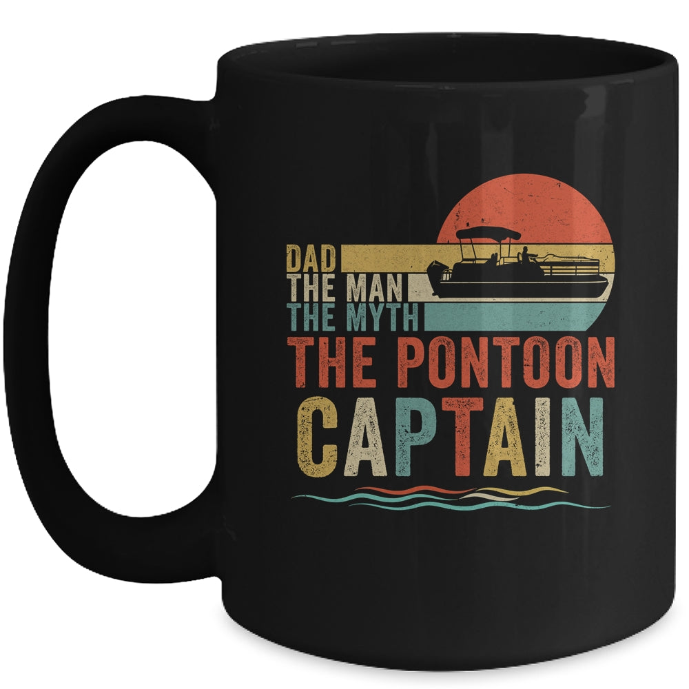 Funny Boat Boating Dad Man Myth Pontoon Captain Men Retro Mug | siriusteestore
