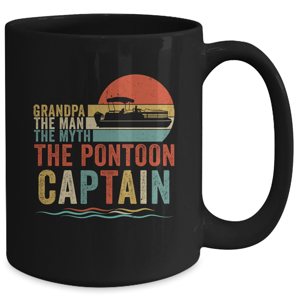Funny Boat Boating Grandpa Man Myth Pontoon Captain Retro Mug | siriusteestore