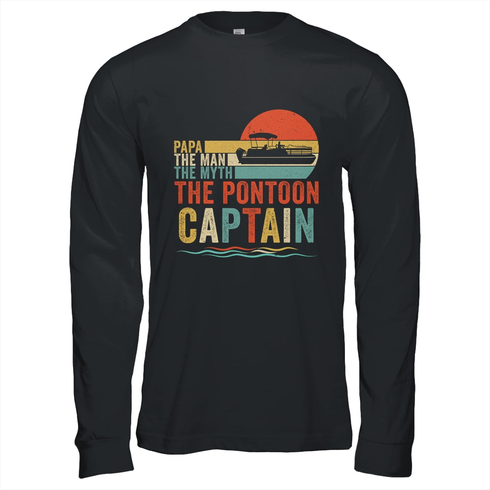 Funny Boat Boating Papa Man Myth Pontoon Captain Men Retro Shirt & Hoodie | siriusteestore