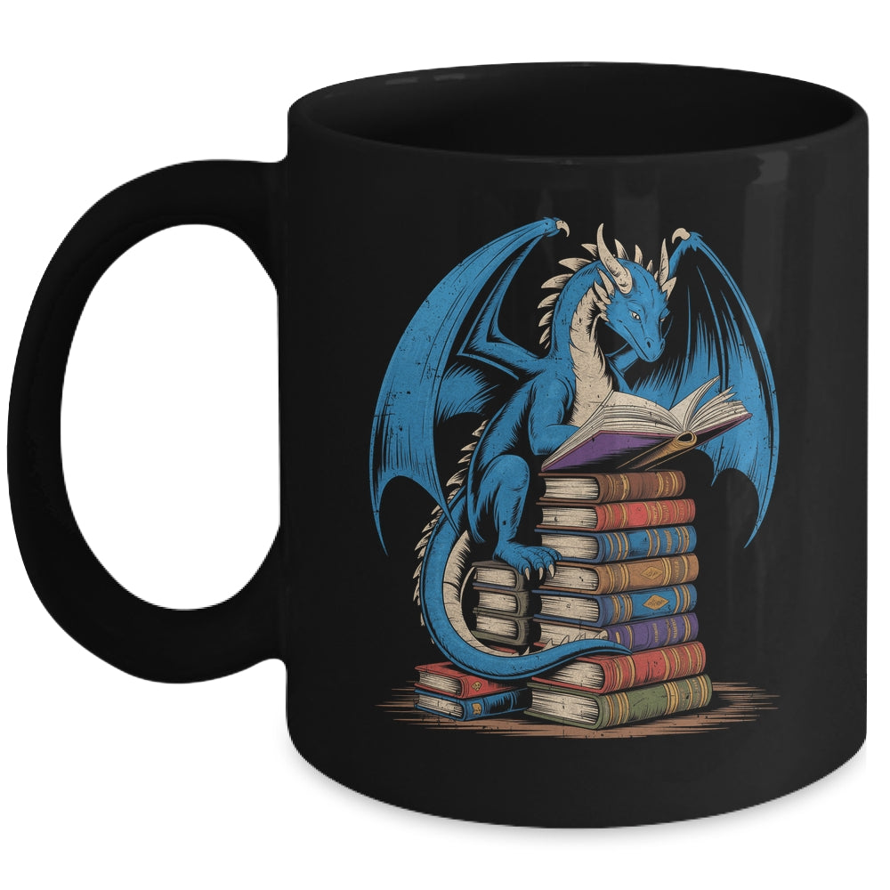 Funny Book Lover Bookworm Reading Books Dragon Reading Book Mug | siriusteestore