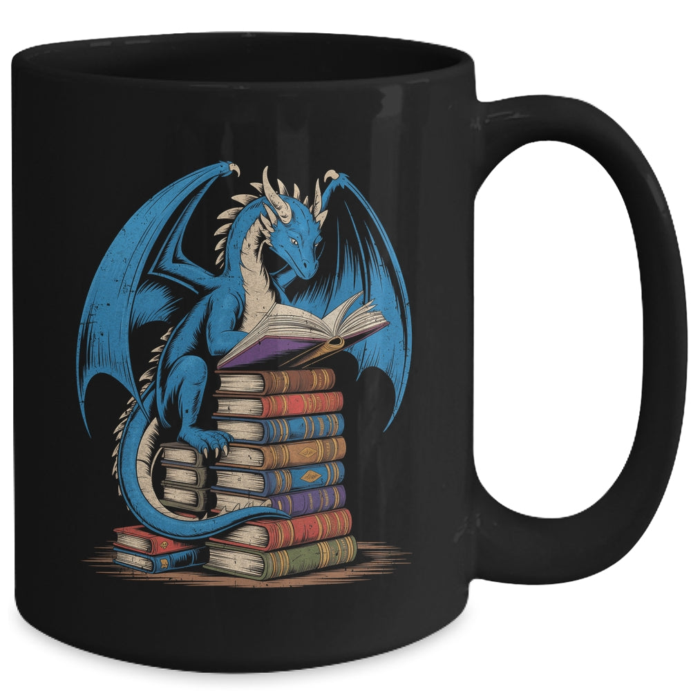 Funny Book Lover Bookworm Reading Books Dragon Reading Book Mug | siriusteestore
