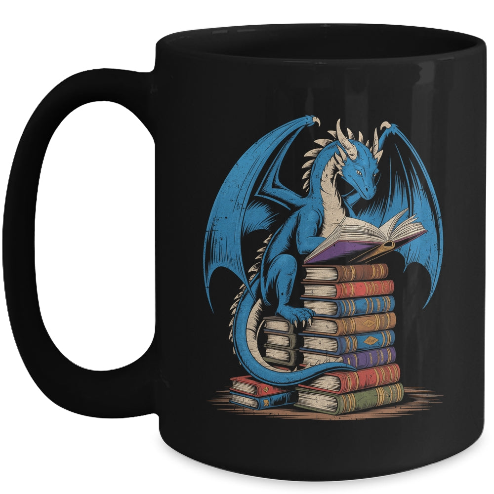 Funny Book Lover Bookworm Reading Books Dragon Reading Book Mug | siriusteestore