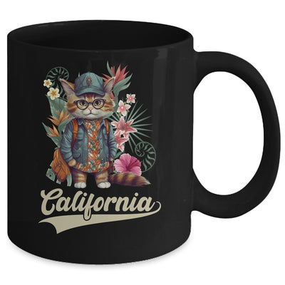 Funny California Stylish Cat In Beach Clothes Mug | siriusteestore