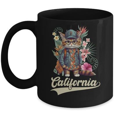 Funny California Stylish Cat In Beach Clothes Mug | siriusteestore