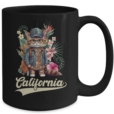 Funny California Stylish Cat In Beach Clothes Mug | siriusteestore