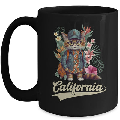 Funny California Stylish Cat In Beach Clothes Mug | siriusteestore