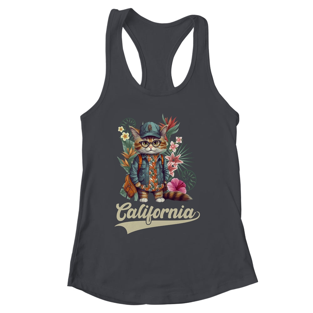 Funny California Stylish Cat In Beach Clothes Shirt & Tank Top | siriusteestore