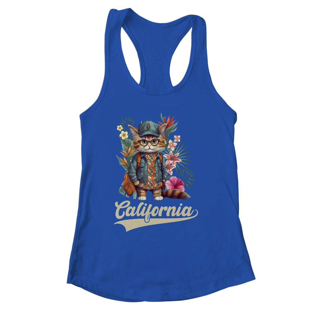 Funny California Stylish Cat In Beach Clothes Shirt & Tank Top | siriusteestore