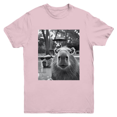 Funny Capybara Cool Capybara Selfie Caby Lover Kids Boy Girl Youth Shirt | siriusteestore