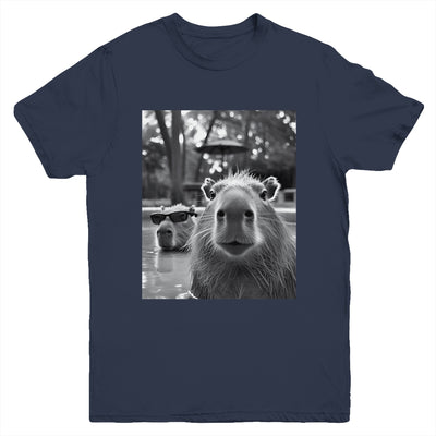 Funny Capybara Cool Capybara Selfie Caby Lover Kids Boy Girl Youth Shirt | siriusteestore