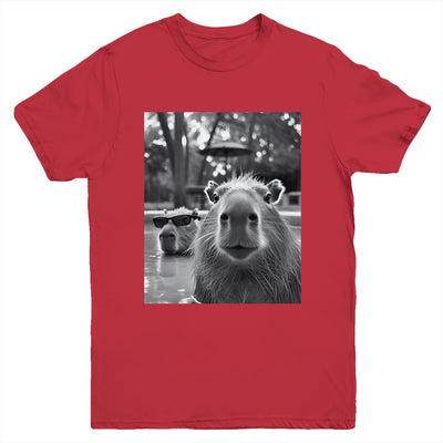 Funny Capybara Cool Capybara Selfie Caby Lover Kids Boy Girl Youth Shirt | siriusteestore