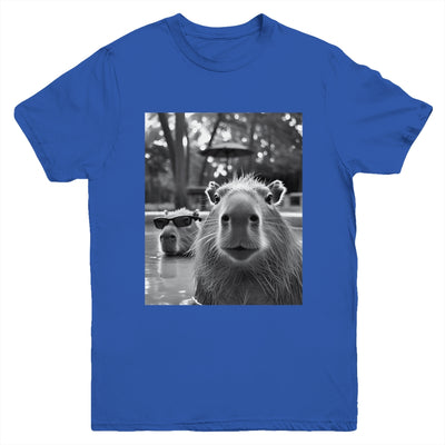 Funny Capybara Cool Capybara Selfie Caby Lover Kids Boy Girl Youth Shirt | siriusteestore