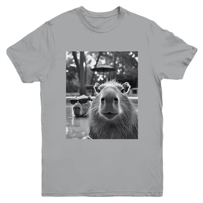 Funny Capybara Cool Capybara Selfie Caby Lover Kids Boy Girl Youth Shirt | siriusteestore
