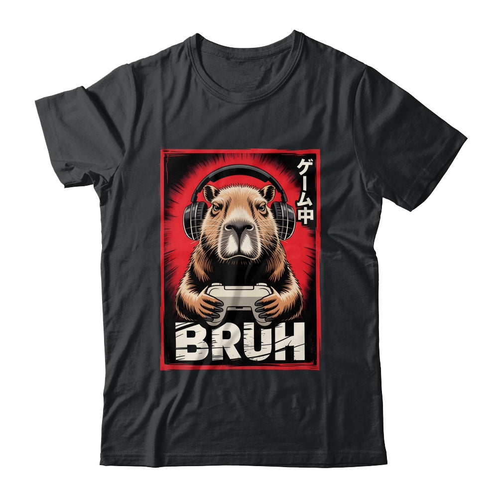 Funny Capybara Gamer Bruh Graphic Men Boys Teens Gaming Shirt & Hoodie | siriusteestore