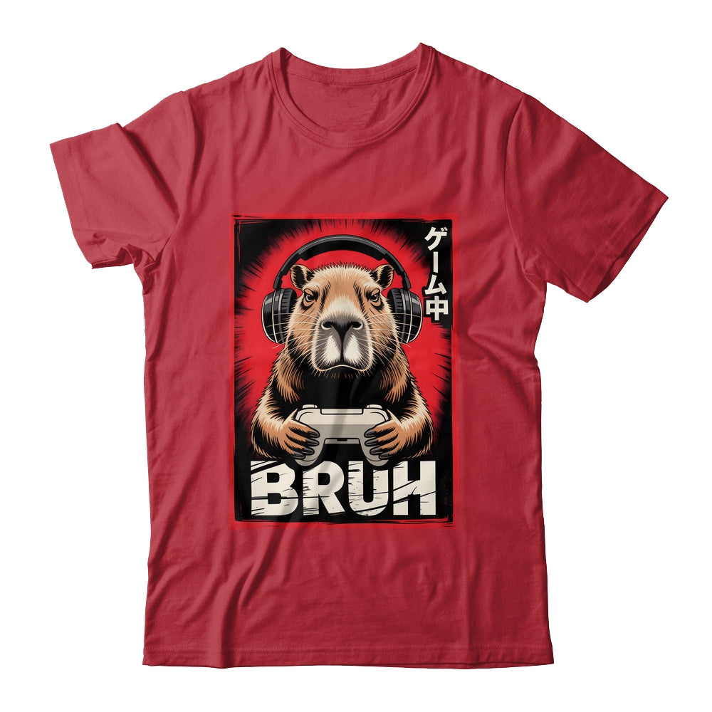 Funny Capybara Gamer Bruh Graphic Men Boys Teens Gaming Shirt & Hoodie | siriusteestore
