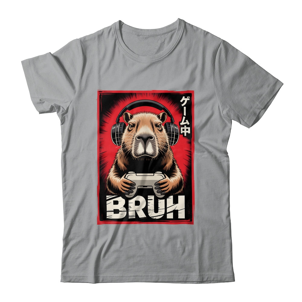 Funny Capybara Gamer Bruh Graphic Men Boys Teens Gaming Shirt & Hoodie | siriusteestore