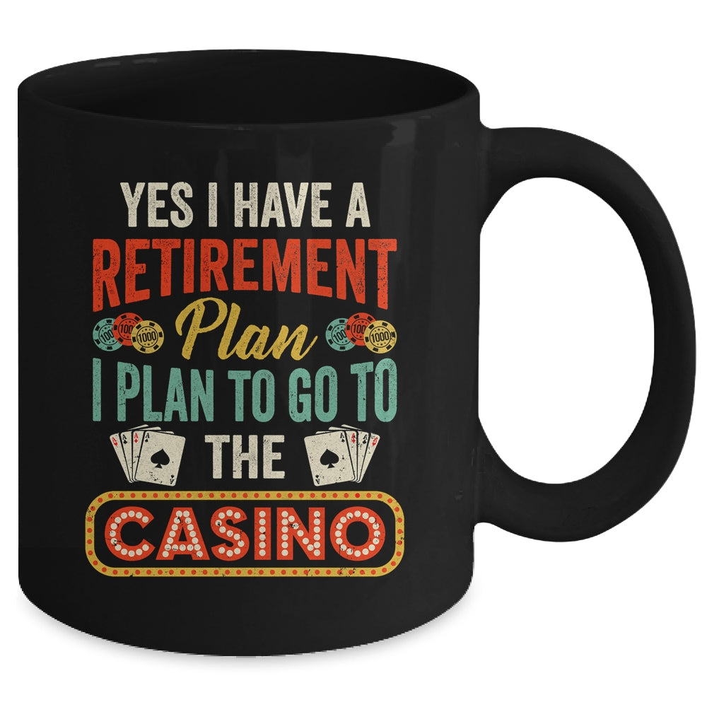 Funny Casino Poker For Men Vintage Retired Retirement Plan Mug | siriusteestore