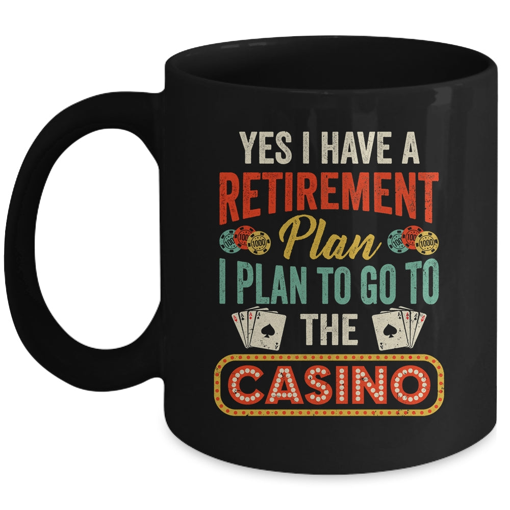 Funny Casino Poker For Men Vintage Retired Retirement Plan Mug | siriusteestore