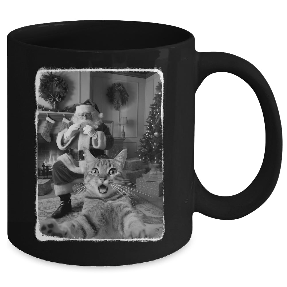 Funny Cat Selfie With Santa Christmas Cat Lover Men Women Mug | siriusteestore