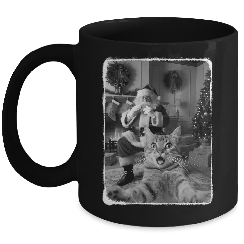 Funny Cat Selfie With Santa Christmas Cat Lover Men Women Mug | siriusteestore