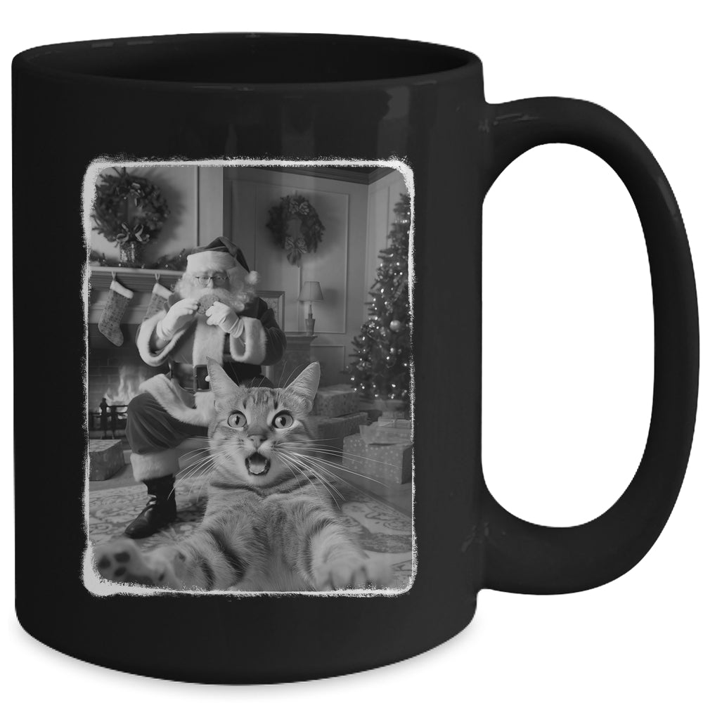 Funny Cat Selfie With Santa Christmas Cat Lover Men Women Mug | siriusteestore