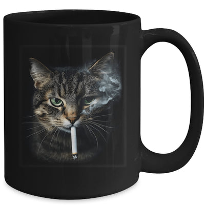 Funny Cat Smoking Cigarette Tabby Cat Meme Father's Day Men Mug | siriusteestore