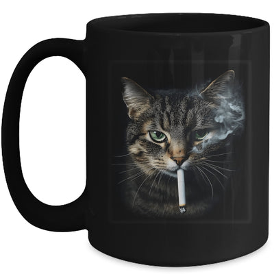 Funny Cat Smoking Cigarette Tabby Cat Meme Father's Day Men Mug | siriusteestore