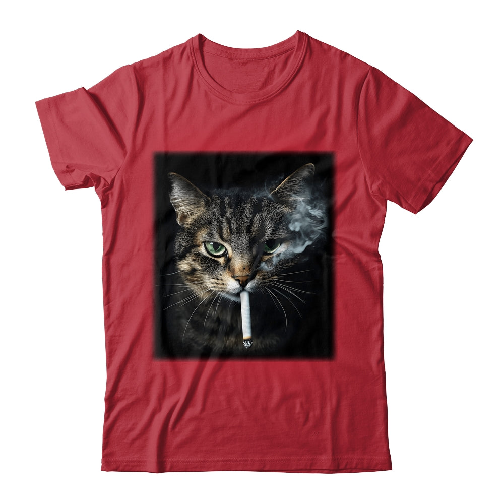 Funny Cat Smoking Cigarette Tabby Cat Meme Father's Day Men Shirt & Hoodie | siriusteestore