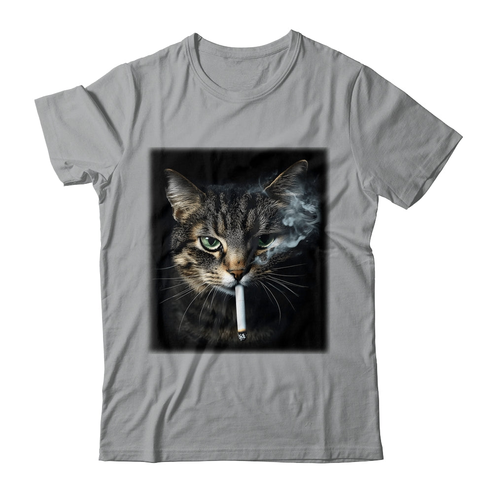 Funny Cat Smoking Cigarette Tabby Cat Meme Father's Day Men Shirt & Hoodie | siriusteestore