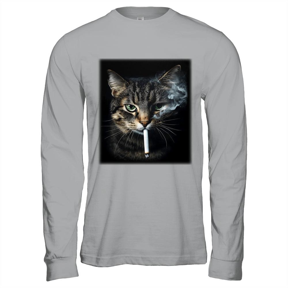 Funny Cat Smoking Cigarette Tabby Cat Meme Father's Day Men Shirt & Hoodie | siriusteestore
