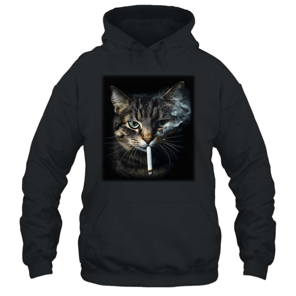 Funny Cat Smoking Cigarette Tabby Cat Meme Father's Day Men Shirt & Hoodie | siriusteestore