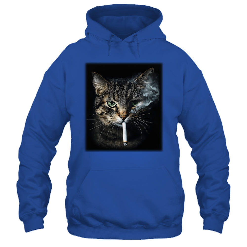 Funny Cat Smoking Cigarette Tabby Cat Meme Father's Day Men Shirt & Hoodie | siriusteestore