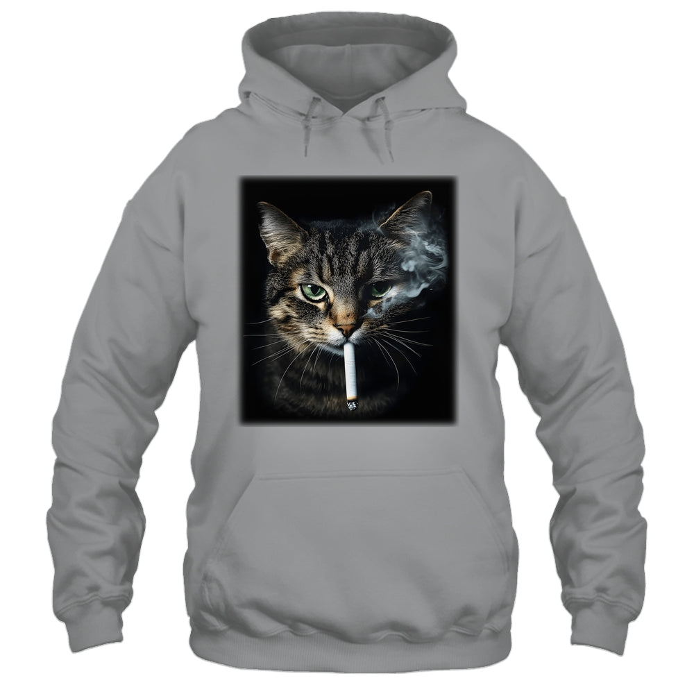 Funny Cat Smoking Cigarette Tabby Cat Meme Father's Day Men Shirt & Hoodie | siriusteestore