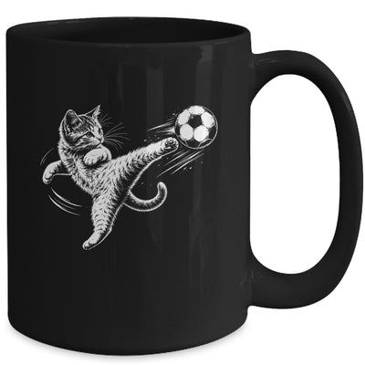 Funny Cat Soccer Ball Graphic Playing Football Cat Men Women Mug | siriusteestore