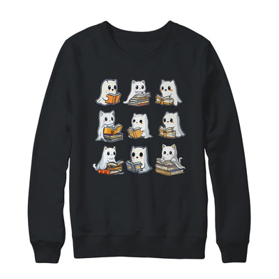 Funny Cats Reading Halloween Cute Cats Ghosts Reading Books Shirt & Sweatshirt | siriusteestore