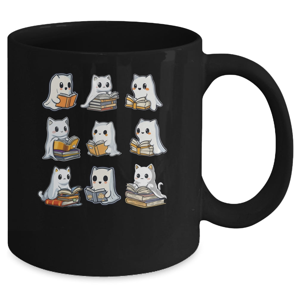 Funny Cats Reading Halloween Cute Cats Ghosts Reading Books Mug | siriusteestore