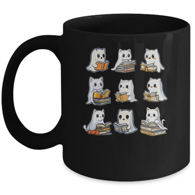 Funny Cats Reading Halloween Cute Cats Ghosts Reading Books Mug | siriusteestore